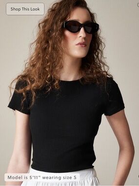 J. Crew Black Fine rib short-sleeve T-shirt